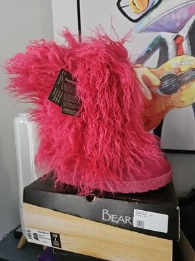 BearPaw Hot Pink Fuzzy Boots
